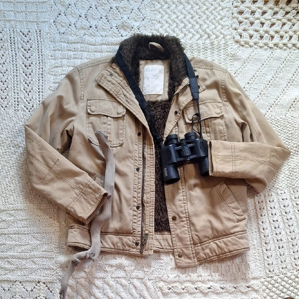 Tan Bomber Jacket With Faux Fur Lining